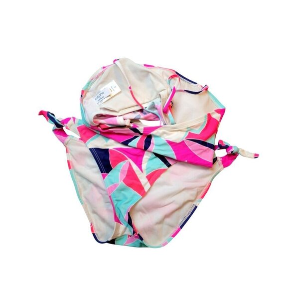 CABANA Bikini PINK Multi Color Removable Adj Straps TIE Side Bottoms Set size Sm - Picture 4 of 4